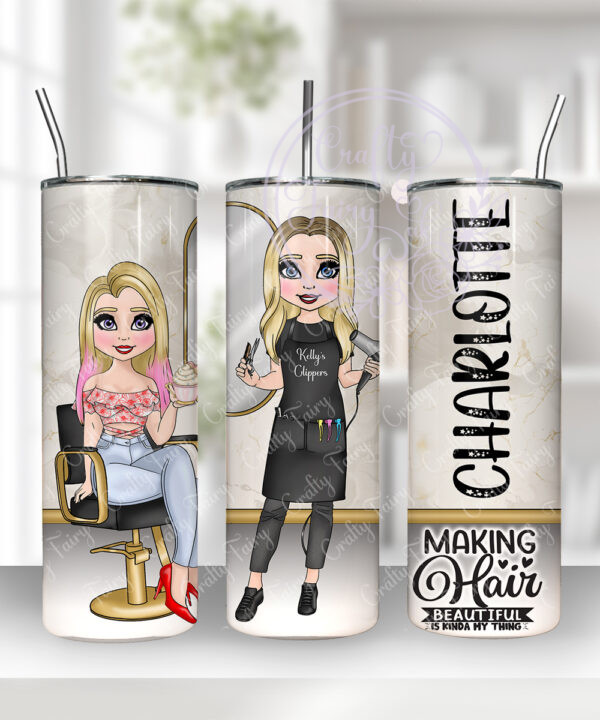 personalised hairdresser in salon skinny tumbler
