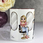 personalised hairdresser in salon white background mug gift