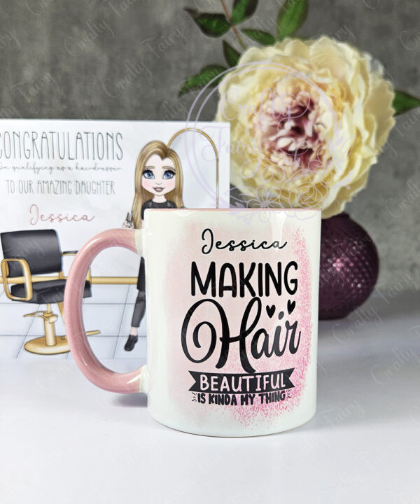 personalised hairdresser making hair beautiful mug gift