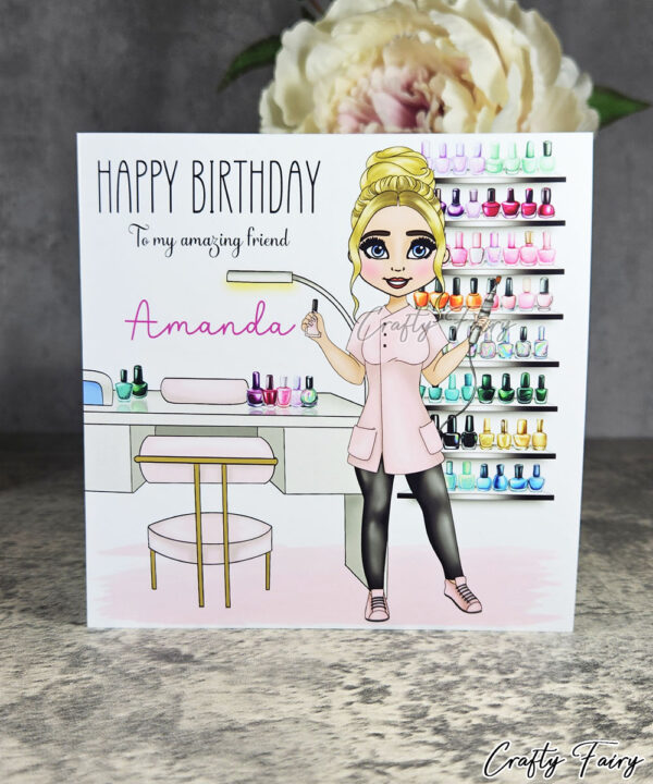 Personalised Nail Tech Artist Birthday Card V3