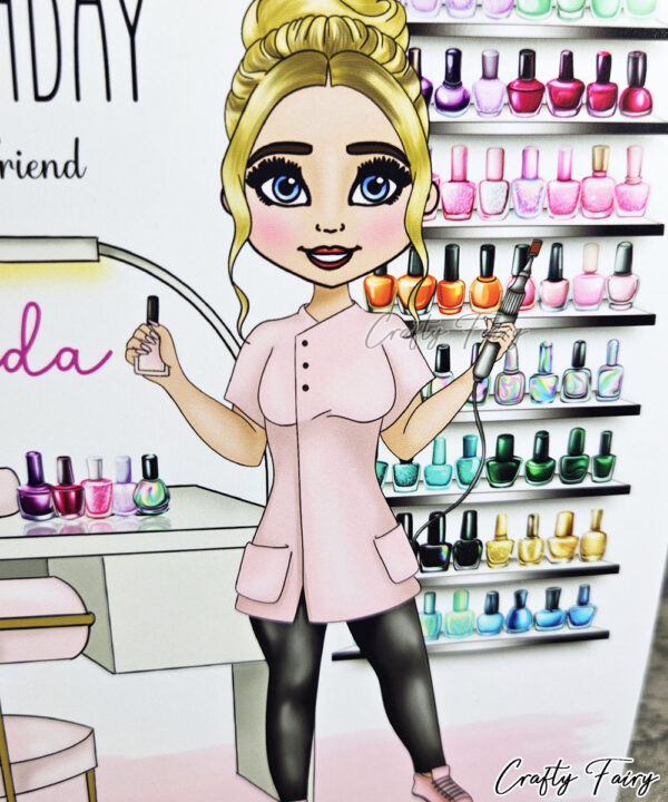 personalised nail tech artist birthday card v3