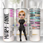 personalised nail technician artist marble print tumbler