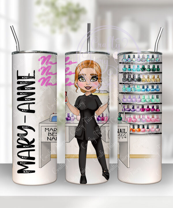 personalised nail technician artist marble print tumbler