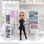 personalised nail technician artist marble print tumbler