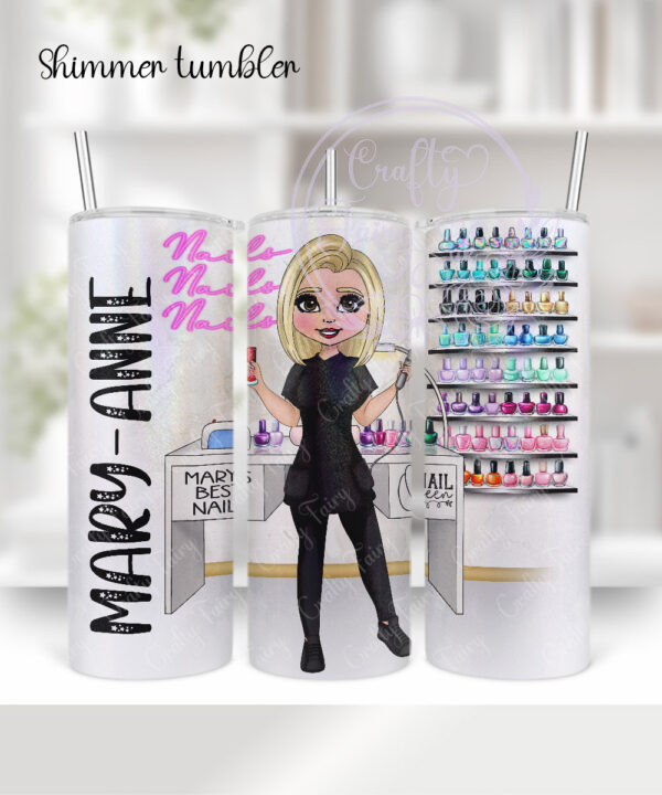 personalised nail technician artist marble print tumbler