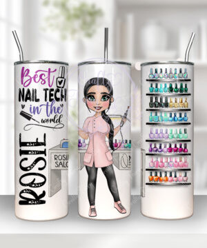 personalised best nail tech ever white tumbler