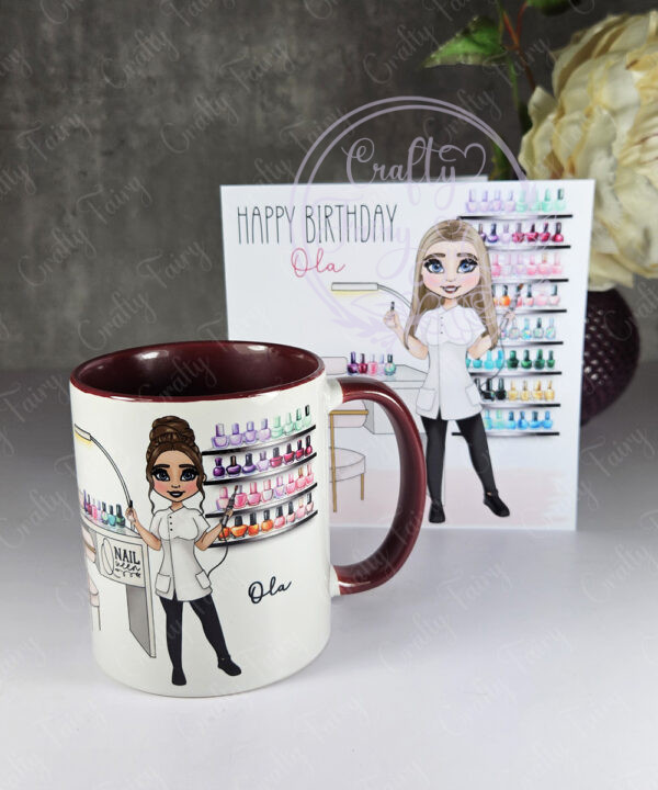 personalised nail technician artist white mug gift v3