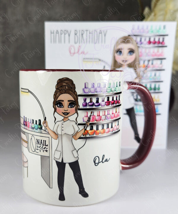 personalised nail technician artist white mug gift v3
