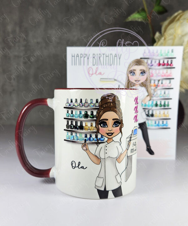 personalised nail technician artist white mug gift v3