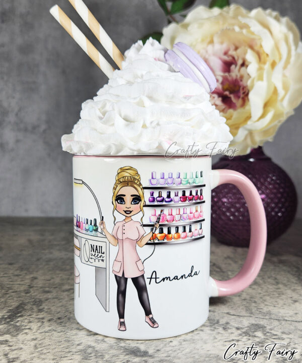 Personalised Nail Technician Artist White Mug Gift V3