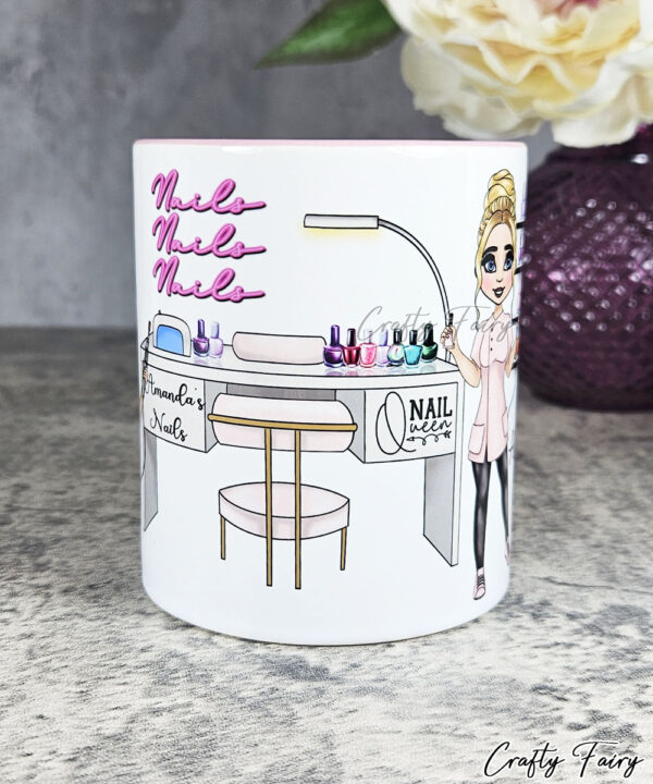 personalised nail technician artist white mug gift v3