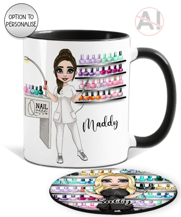 personalised nail technician artist white mug gift v3