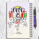 personalised teacher ta whiteboard leaving gift a5 notebook red outfit 1