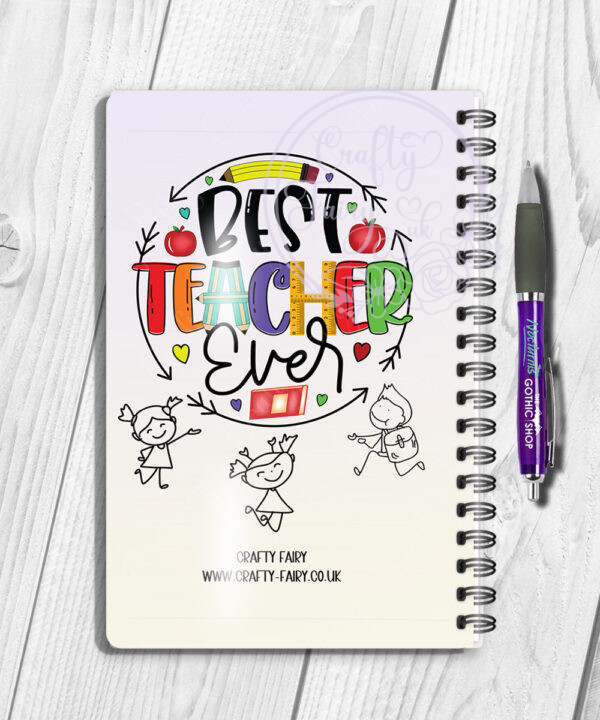 personalised teacher ta whiteboard leaving gift a5 notebook red outfit 1