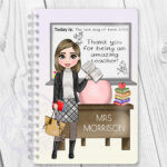 personalised teacher ta whiteboard leaving gift a5 notebook tartan outfit 6
