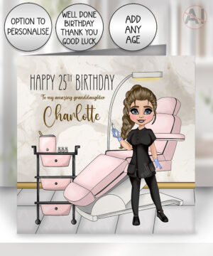 personalised aesthetics technician beauty therapist botox birthday card v1