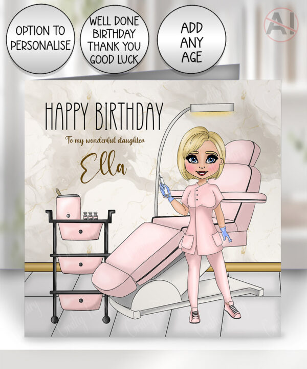 personalised aesthetics technician beauty therapist botox birthday card v1
