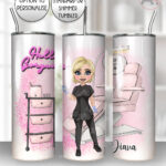 personalised aesthetics practitioner beauty therapist pink glitter print tumbler v2