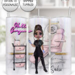 personalised aesthetics practitioner beauty therapist pink glitter print tumbler v2