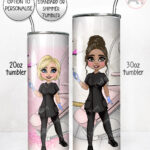personalised aesthetics practitioner beauty therapist pink glitter print tumbler v2