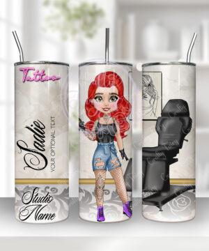 personalised tattoo artist marble print tumbler v1
