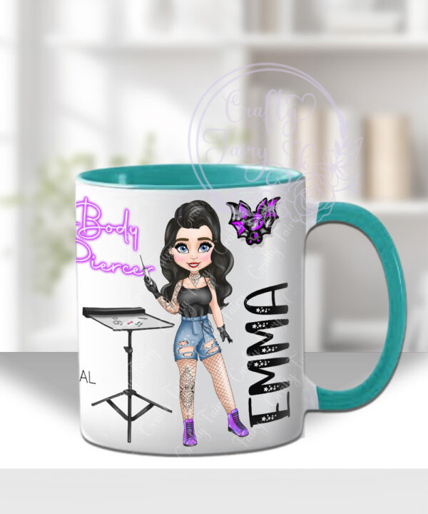 personalised body piercer white mug gift v3
