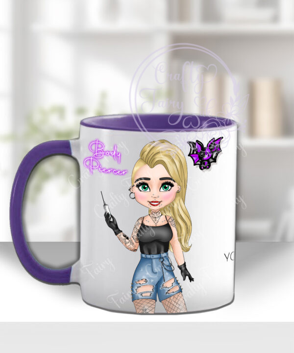 personalised body piercer white mug gift v3