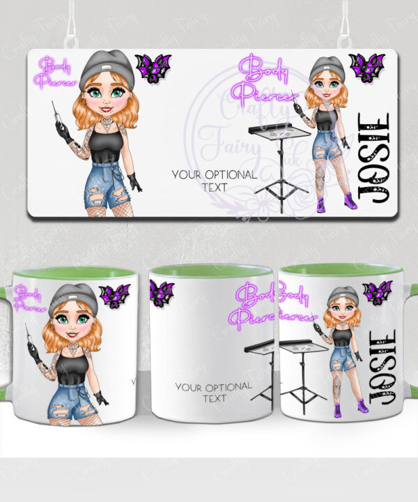 personalised body piercer white mug gift v3