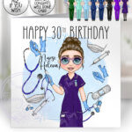 personalised nurse birthday card with medical background v2