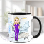 personalised dental assistant or female dentist with chair mug gift v3