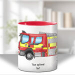 personalised female firefighter & fire engine mug gift