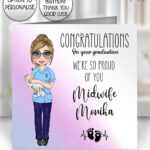 personalised midwife congratulations graduation or new job card