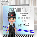 personalised female police lady officer congratulations card
