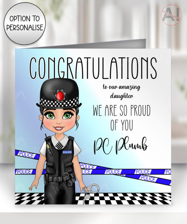 personalised female police lady officer congratulations card
