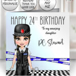 personalised female police lady officer ombre birthday or congratulations card