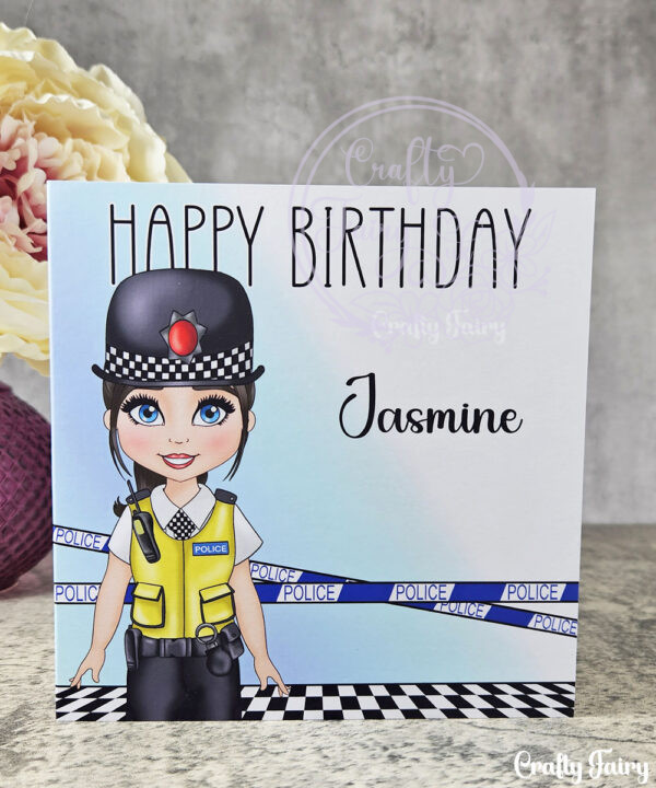 personalised police lady officer birthday card v1