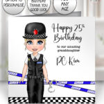 personalised female police officer card birthday, congratulations, all occasions
