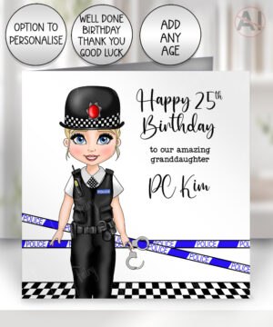 personalised female police officer card birthday, congratulations, all occasions