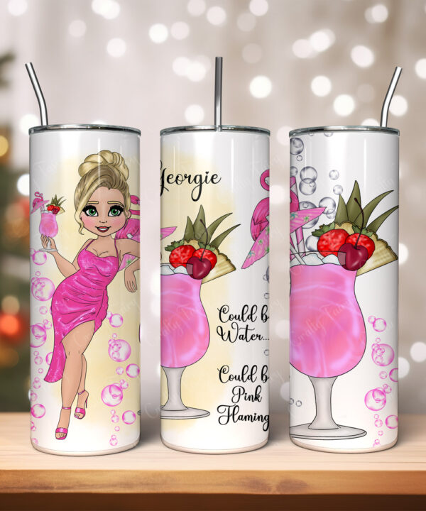 Personalised Lady Pink Flamingo Cocktail Tumbler