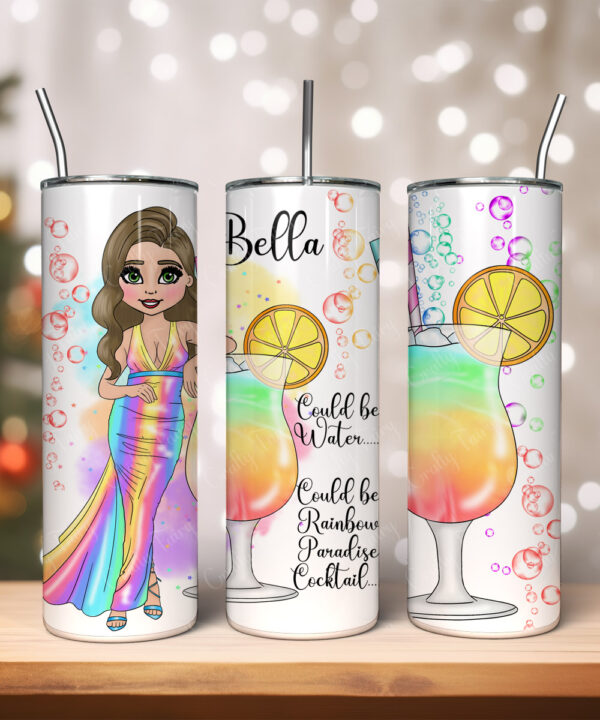 Personalised Lady Rainbow Paradise Cocktail Tumbler
