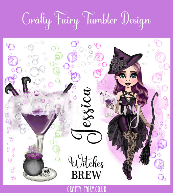 personalised witches brew & bubbles lady 20oz halloween tumbler