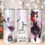 Personalised Witches Brew & Bubbles Lady 20oz Halloween Tumbler