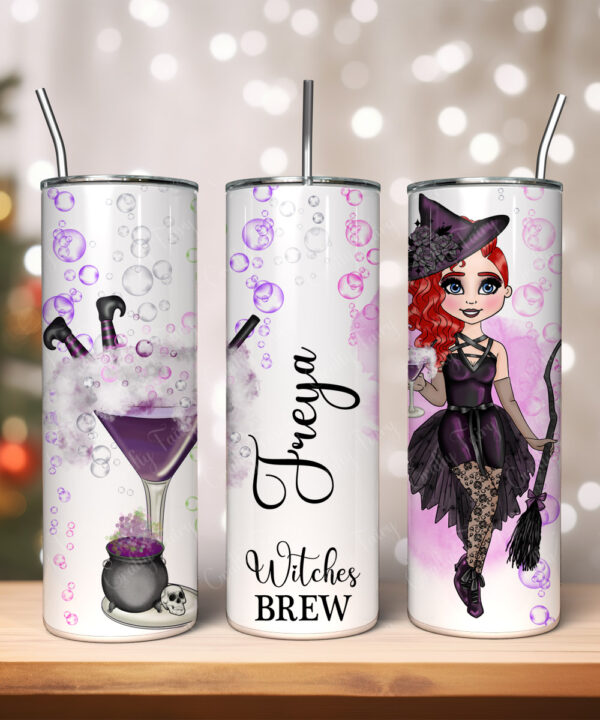 Personalised Witches Brew & Bubbles Lady 20oz Halloween Tumbler