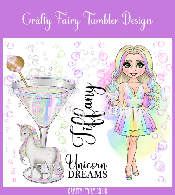 personalised lady unicorn dreams cocktail tumbler