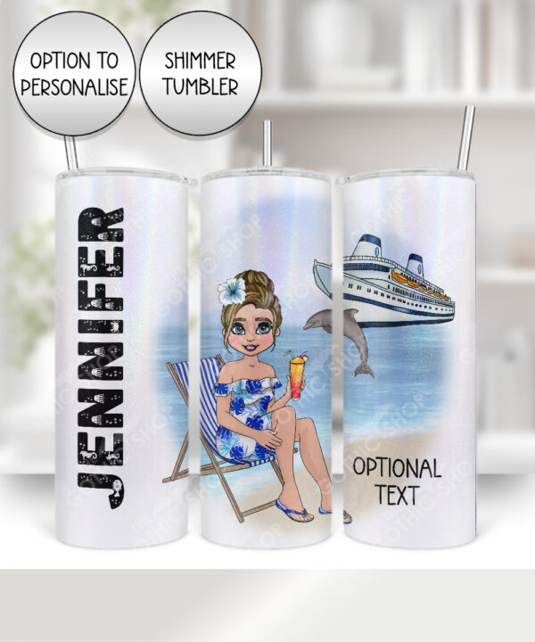 personalised cruise ship sitting lady with cocktail 20oz tumbler v1