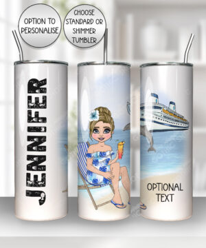 personalised cruise ship sitting lady with cocktail 20oz tumbler v1