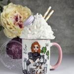 personalised book & cat lover mug gift for lady