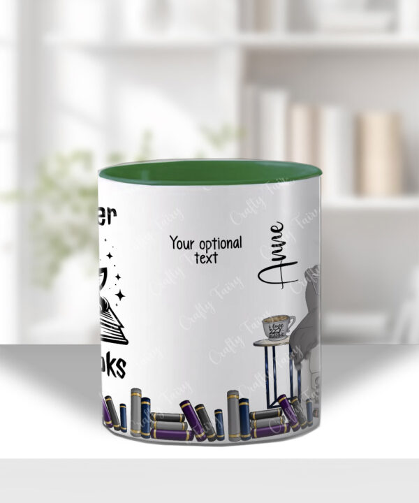personalised book & cat lover mug gift for lady