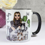 personalised book & cat lover mug gift for lady