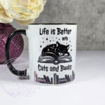 personalised book & cat lover mug gift for lady